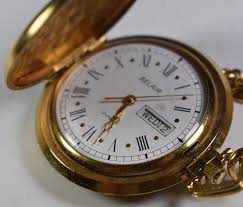 Belair Swiss Pocket Watch Men's 12K Gold Plated Chain w ...