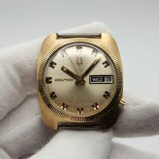 Accutron Tuning Fork Men's Vintage Day/Date Gold Tone Watch ...