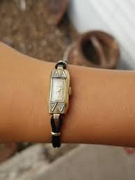 LADIES VINTAGE CLINTON ART DECO 14K ROLLED GOLD & DIAMOND WATCH | eBay