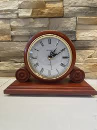 Bulova Quartz Brown Wooden Desk/Mantle Clock In Great ...