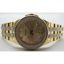 Bulova Diamond Accented Gold Watch