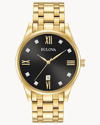 Bulova Surveyor Men's Gold Black Diamond Dial Classic Watch ...