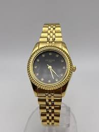 GENEVA JAPAN QUARTZ WATCH Ladies Black Dial Gold ...