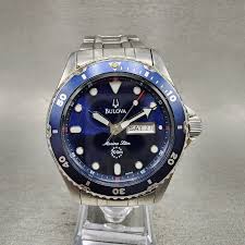 Bulova Marine Star Dive Watch Men 42mm Blue Dial Silver ...