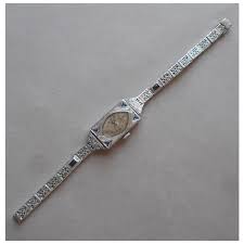 1920s Bulova White Gold Filled Art Deco Ladies Watch Antique Blue . For Sale at Ruby Lane