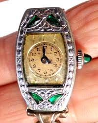 Antique Pat 1924 Ladies BULOVA WATCH Emerald Accent MISS ...