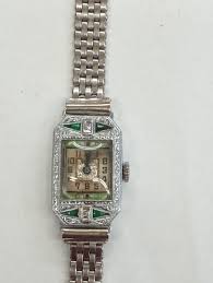 Benrus Diamond & Emerald Ladies Watch - 14k Gold Supported ...