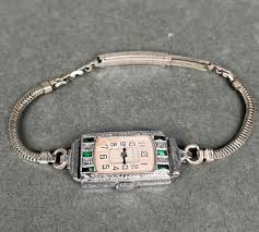 Sold at Auction: Art Deco White Gold and Emerald Watch ...