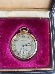 1930's Bulova Pocket Watch in Working Condition with Original Chain & Case | eBay