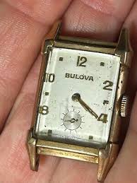 Vintage Bulova W23x37mm Rectangular 10K Gold plated ...