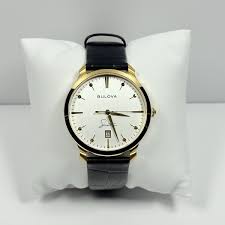 Bulova Frank Sinatra 97B204 Classic Gold Tone Black Leather ...