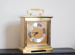Vintage Golden Brass Mantel Clock: English Carriage Quartz ...