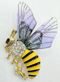 T9-1120 BROOCH GOLD TONE PIN 1.75" RHINESTONE ANIMAL ENAMEL ...