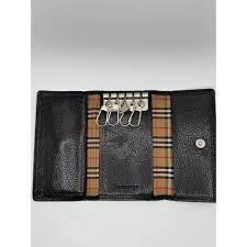 Burberrys London Black Leather Key Holder Case Wallet ...