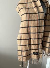 Cashmere Scarf Made In Germany Tan Plaid Big Wrap | eBay