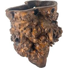 Chinese or Japanese Cypress Rootwood Burl Brush Pot ...