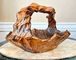 Vintage Hand Carved Black Walnut Carved Basket with 2 Acorns and 1 Ball | eBay