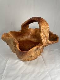 HAND CARVED WOOD BASKET SCULPTURAL KNOBBY BURL BOWL Approx. 10''x14''x13" | eBay