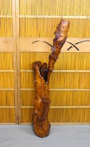 Very Tall Vintage Japanese Kiri Wood Ikebana Flower Arranging Piece, 39"h, 2 Copper Vases, Free Form Wooden Sculpture, Golden Brown - Etsy