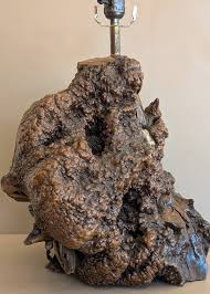 Unique Vintage Burl Lamp with Stone Inclusions – Levity Interiors