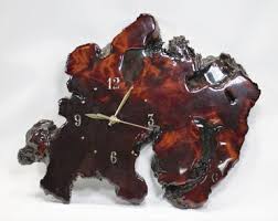 Vintage Beautiful Wood Tree Slab Clock Resin Coated Dark ...