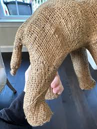 Large Burlap Elephant Figurine Decoration Boho Around 13 ...