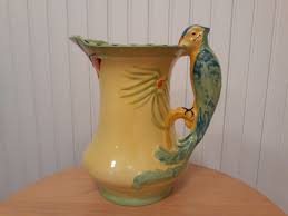RARE Burleigh Ware Pottery Art Deco Parrot Handled Pitcher ...