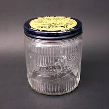Vintage Ribbed Glass Burma Shave Jar with Lid Burma Vita Co. Minnesota – Zsinta
