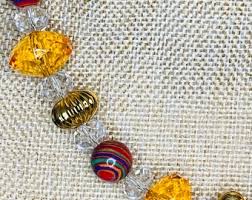 Buy Orange Gold Swirl Beaded Necklace / Statement Bicone Shaped Malachite Stone Marble Online in India - Etsy