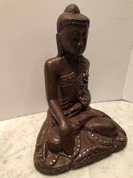 1960s Hand Carved Buddha in Wood | Chairish