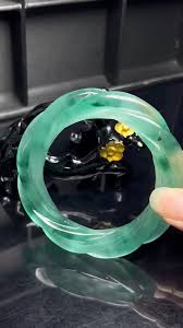 Natural ice Burmese Green Jade jadeite engrave bracelets ...