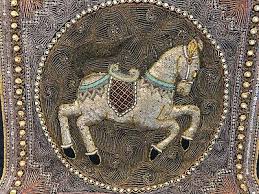 Decorative Cloth Horse Wall Hanging w/ sequins, rhinestones and ornate stitching | eBay