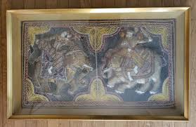 Vintage Trapunto Style 3D Fabric Quilted Elephants Picture Framed Art Antique | eBay