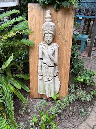 SALE Antique Buddhist Monk carved Wood, gold painted ONE Statue Asia Thailand | eBay