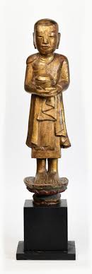 18th Century, Shan, Antique Burmese Wooden Standing Disciple Holding Bowl - Etsy Denmark
