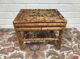 VINTAGE SMALL BAMBOO FOOTSTOOL STOOL 11 1/2” X 9 1/4” X 9 1 ...