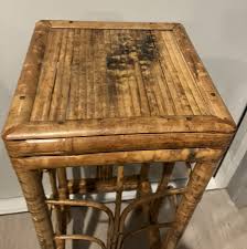 Vintage Bamboo Fluted Side Table Boho Style 38 Inch Tall ...