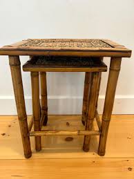 Vintage Rattan Stands | Tortoise Shell Bamboo Stools ...