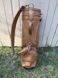 Vintage Burton MFG CO Leather Brown Golf Bag w/ Rain Cover ...