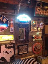 Stained glass put in garage bar wall