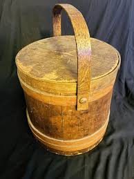 Antique Vintage Primitive 10" Wooden Firkin Old Sugar Bucket ...