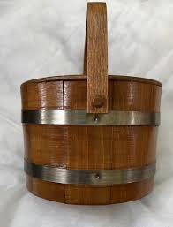 Small Vintage Wood Barrel with Lid, Handle & Metal Banding ...