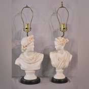Pair of off-white plaster bust lamps; 336-3085 - R.H. Lee & Co. Auctioneers