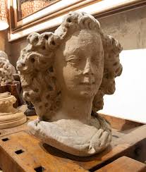 1980s Antique Bust of an Angel with Curly Hair in Gothic ...