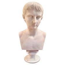 Italian Grand Tour White Marble Bust of Augustus Caesar For Sale at 1stDibs