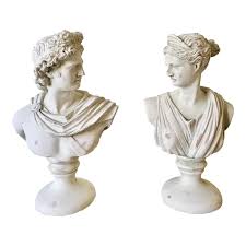 Neoclassical Plaster Busts of Diana and Apollo Belvedere ...