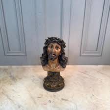 Antique French Plaster Bust Statue of the Suffering Christ - Etsy Israel