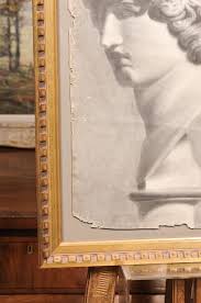 Large 19th Century Italian Charcoal Drawing of Bust, Dated c ...