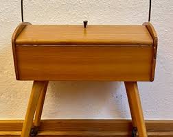 Mid Century 50s/60s Wooden Sewing Box. - Etsy