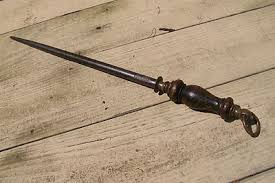 PRE WWI VINTAGE F DICK SHARPENING STEEL REVERSE ARROW WOOD HANDLE GERMAN | #349639418